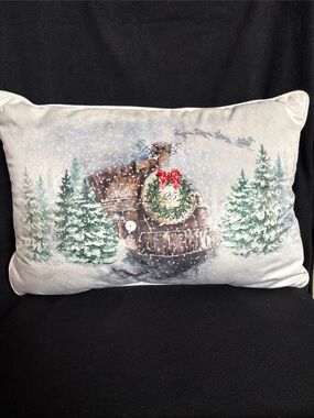 Christmas Holiday Pillow Pine Trees with Snow Design
